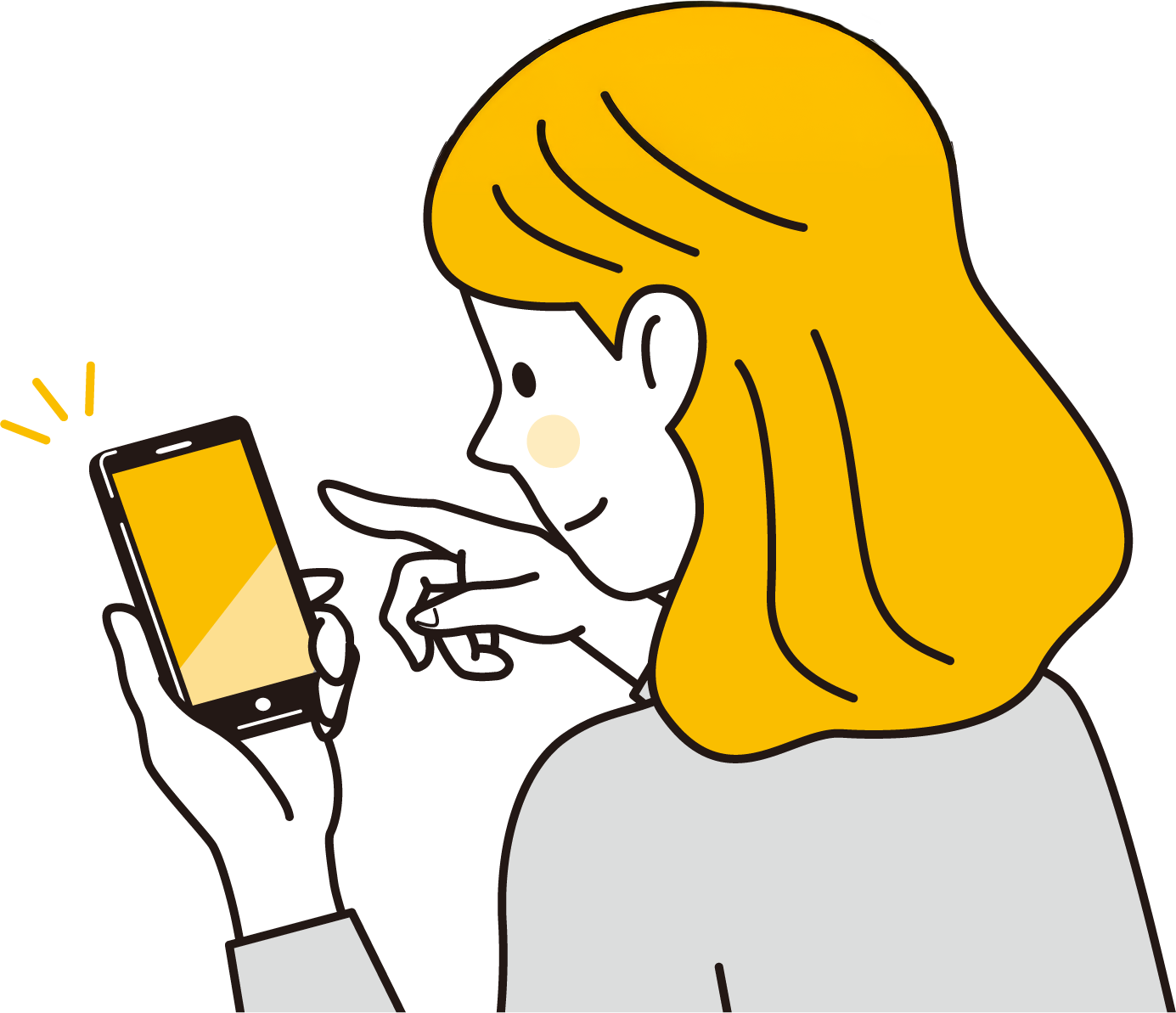 スマートフォンで予約する女性